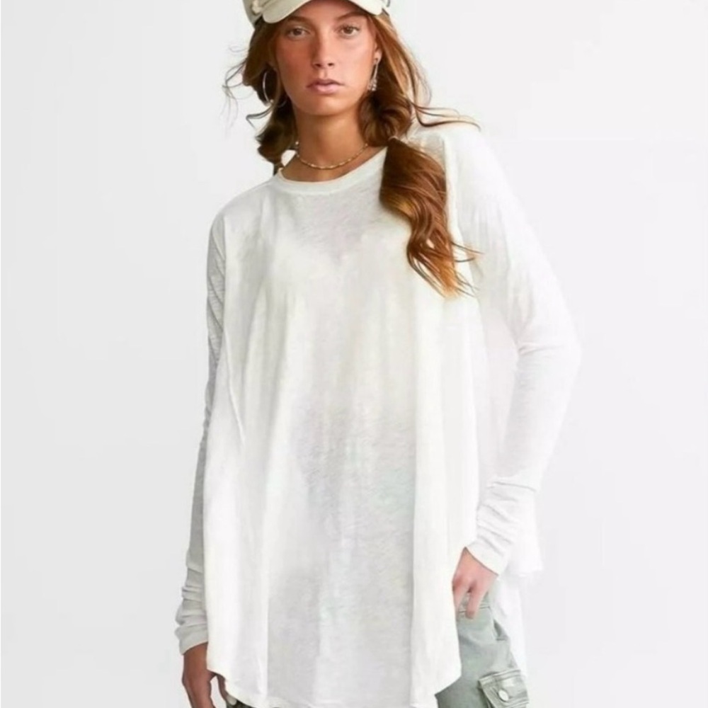 We The Free White Long Sleeve Draped Tee
